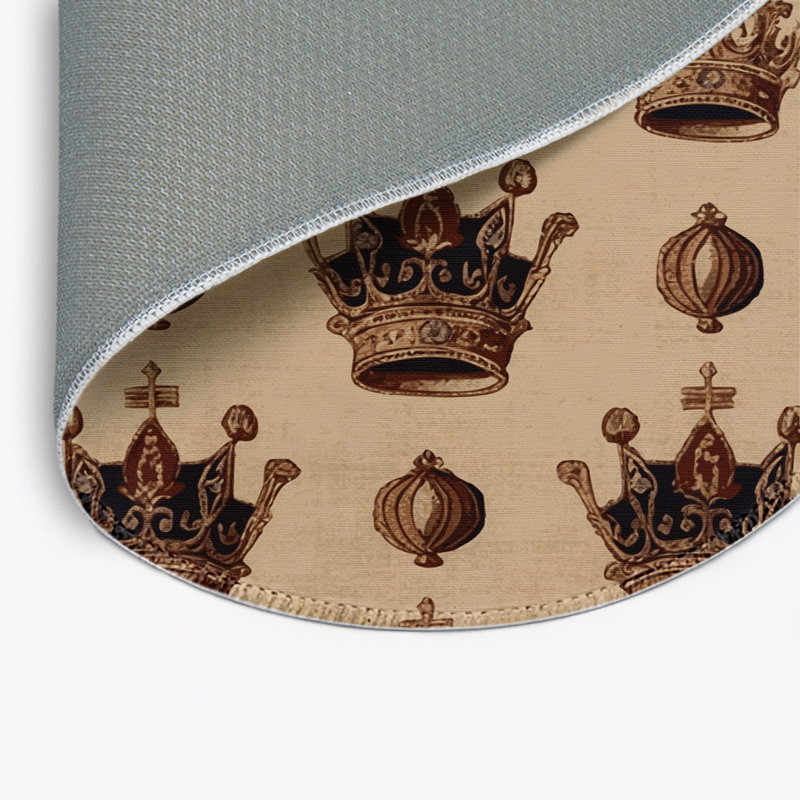 Tapis beige français d'intérieur et d'extérieur, Rond 5 pi