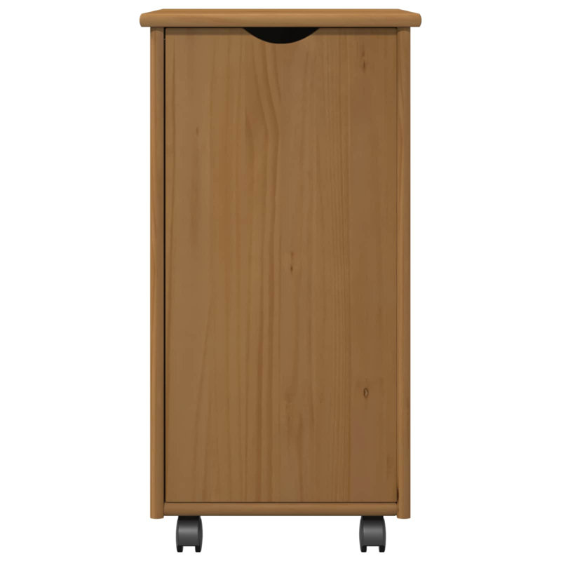  Rolling Cabinet With Wheel Solid Pine Wood Storage Solution Mobile Home, Honey Brown
