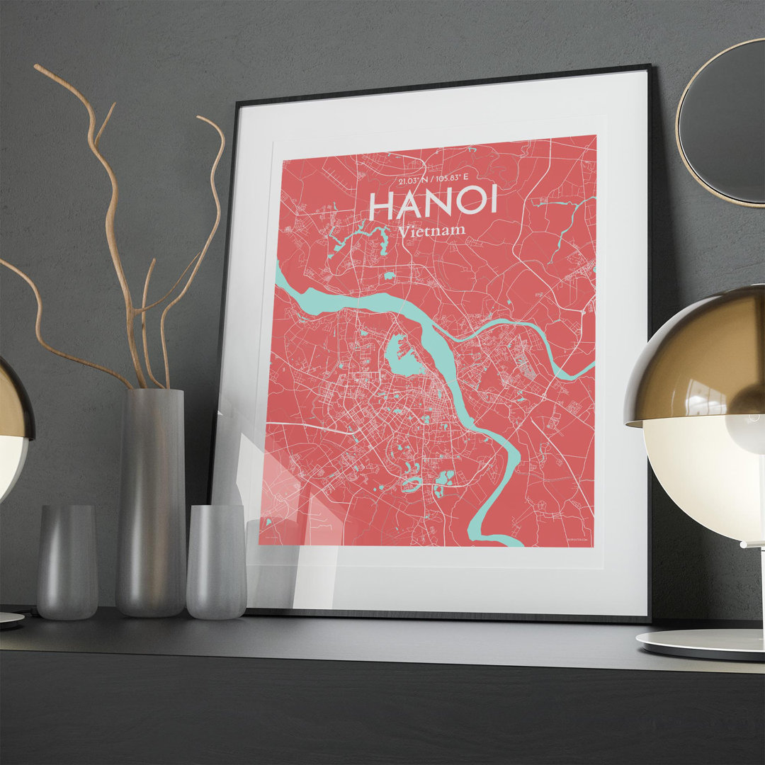 Hanoi City Map In Maritime - No Frame Print