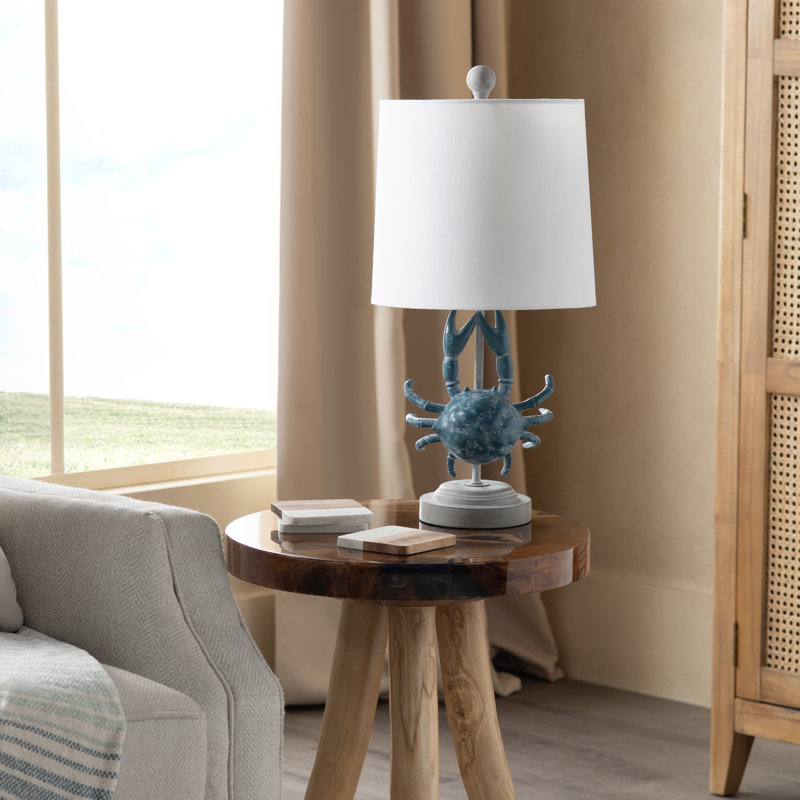 20.25" Resin Table Lamp With Shade, White, White