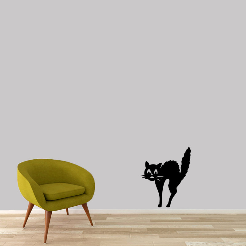 Décalcomanie murale effrayé-chat, Noir