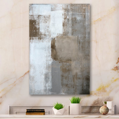 Toile d'art abstrait gris et brun moderne - Le gris rencontre le brun II