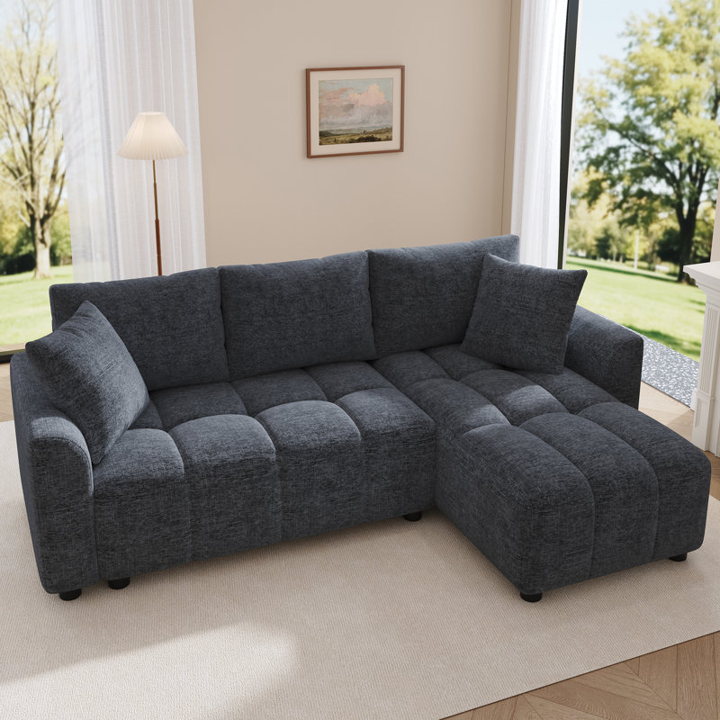 3 Seater Chenille Sofa, Grey