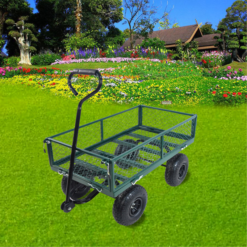 Les chariots de chariot de jardin Wagon facilitent le transport du bois de chauffage (vert), Vert
