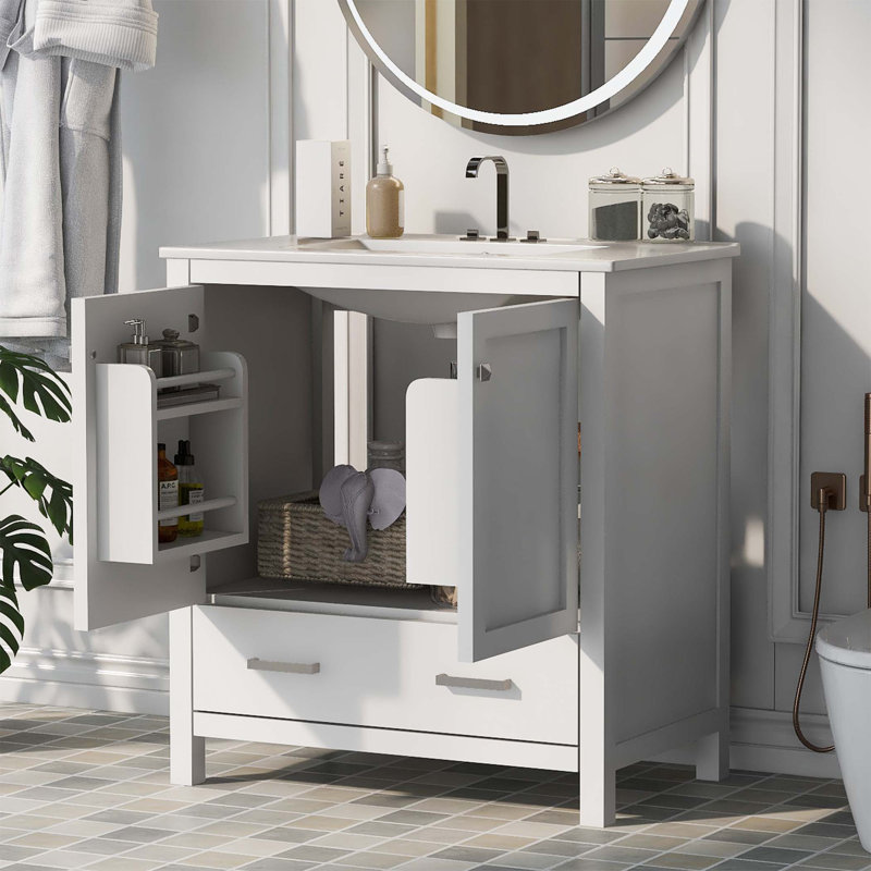 Armoire de salle de bain Leilaney, Blanc