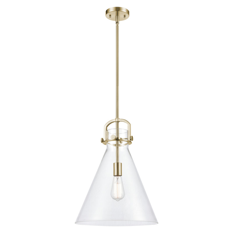 Luminaire suspendu avec tige 1 lumière Abisaid, Clair, H 15 po x l 14 po x P 14 po, Bronze champagne