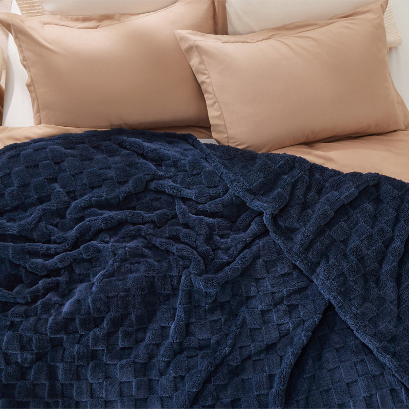 Couverture polaire à carreaux Bedsure, décoration mignonne pour la maison, 152 cm × 203 cm, Lit simple, Bleu Pageant
