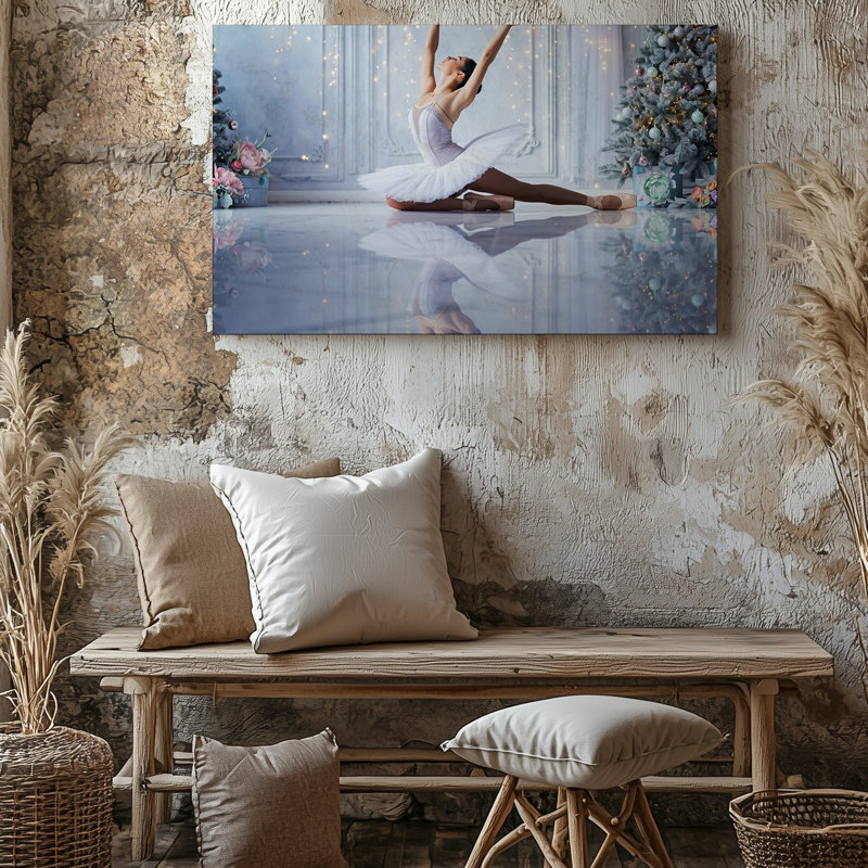 Toile, une gracieuse ballerine dans un tutu diaphane délicat accomplit un art mural, H 30 po x l 30 po