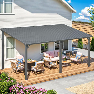 Wall-Mounted Heavy Duty Lean To Metal Pergolas And Gazebos