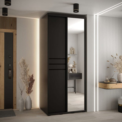 Cannes XI 100cm Mirrored Sliding Door Wardrobe