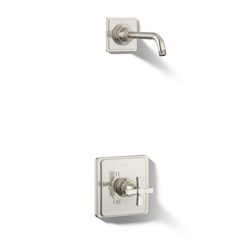 Pinstripe Purerite-Temp Shower Trim Set with Cross Handle, Less Showerhead