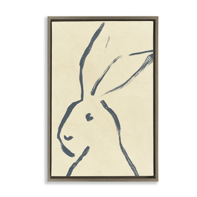 «Minimal Brushed Rabbit Canvas Wall Art» par June Erica Vess, Cadre flottant orme Montalcino, H 25 po x l 17 po