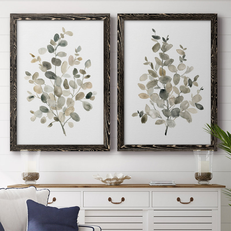 Neutre Eucalyptus I-Premium, toile encadrée - prête à être accrochée, H 36,5 po x l 53 po, Noir