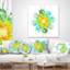 Coussin imprimé floral jaune et bleu-30720058-30720055