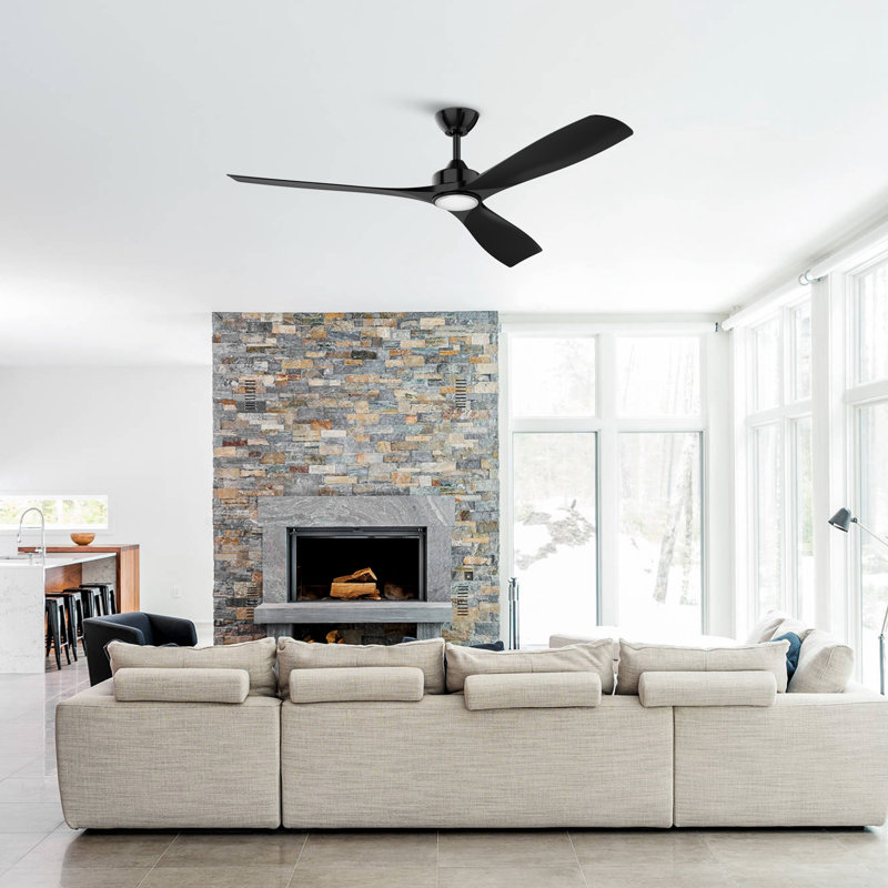 60" Black Industrial Ceiling Fan with LED Light and Remote