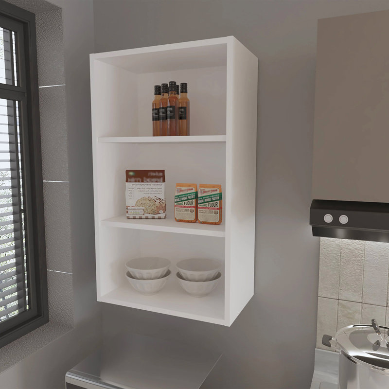 White Wall Cabinet with Open Storage