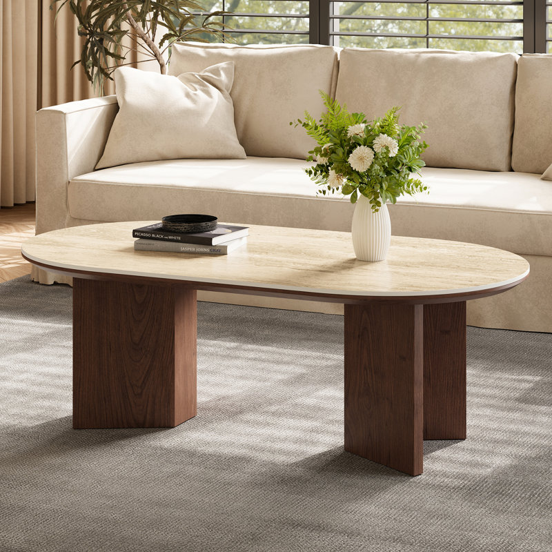 Brown Coffee Table with 2 Legs