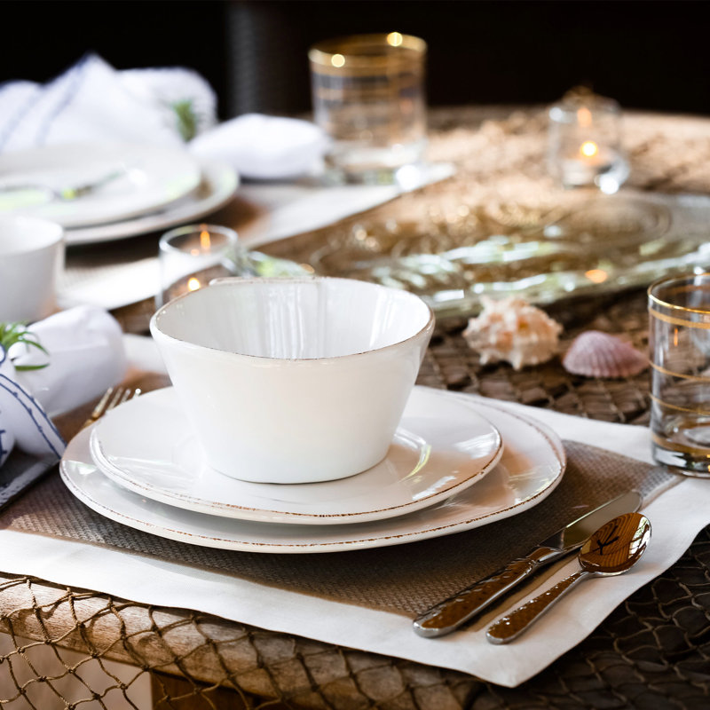 Lastra Handmade Stoneware Salad/Dessert Plate, White