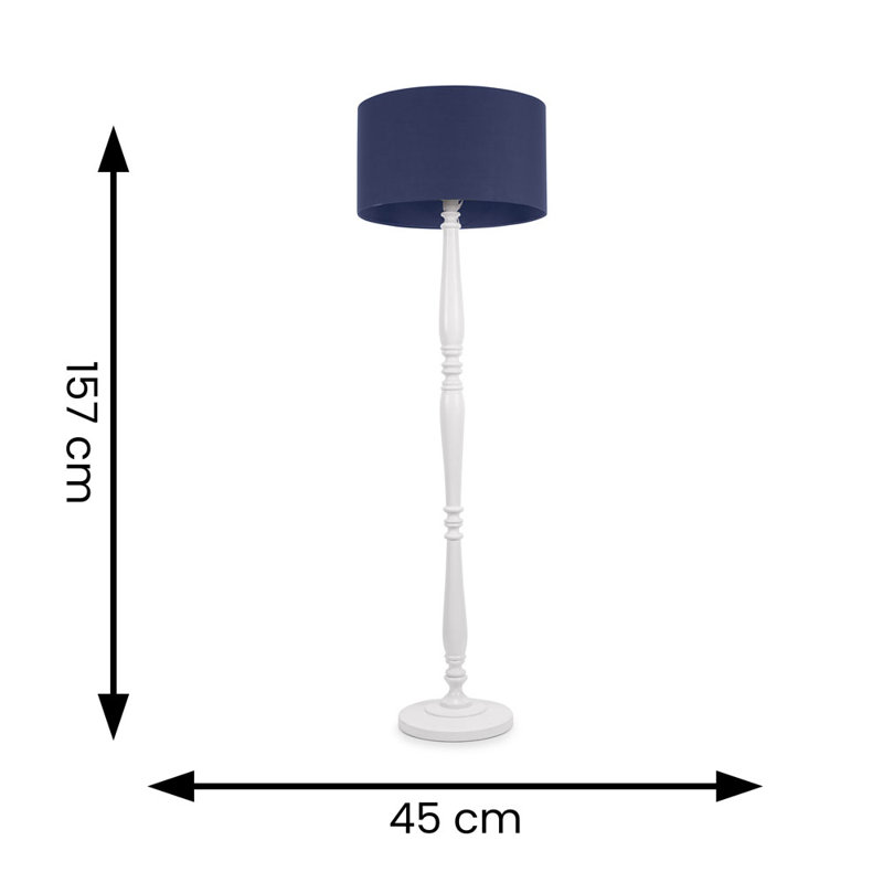 Arialdo 157cm Traditional Floor Lamp, Matte White, Navy Blue