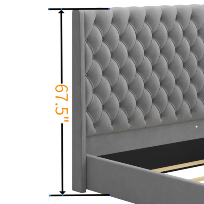 Headboard Upholstered Bed With Handmade Deep Button Tufted, Box Spring Needed, Queen