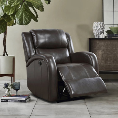 Neroli 30.5" Transitional Faux leather Power Recliner with Effortless One-Touch Power Reclining, Durable Metal Reinforced Frame by Latitude Run