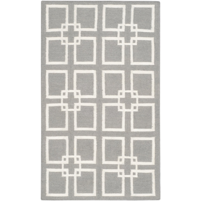 Dance Martha Stewart Flat Weave Wool/Silk/Cotton Geometric Rug in Cement Gray, Rectangle 5' x 8'
