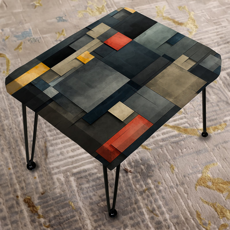 Urban Concrete Grey Geometric Pattern - Geometric Rectangle Ottoman