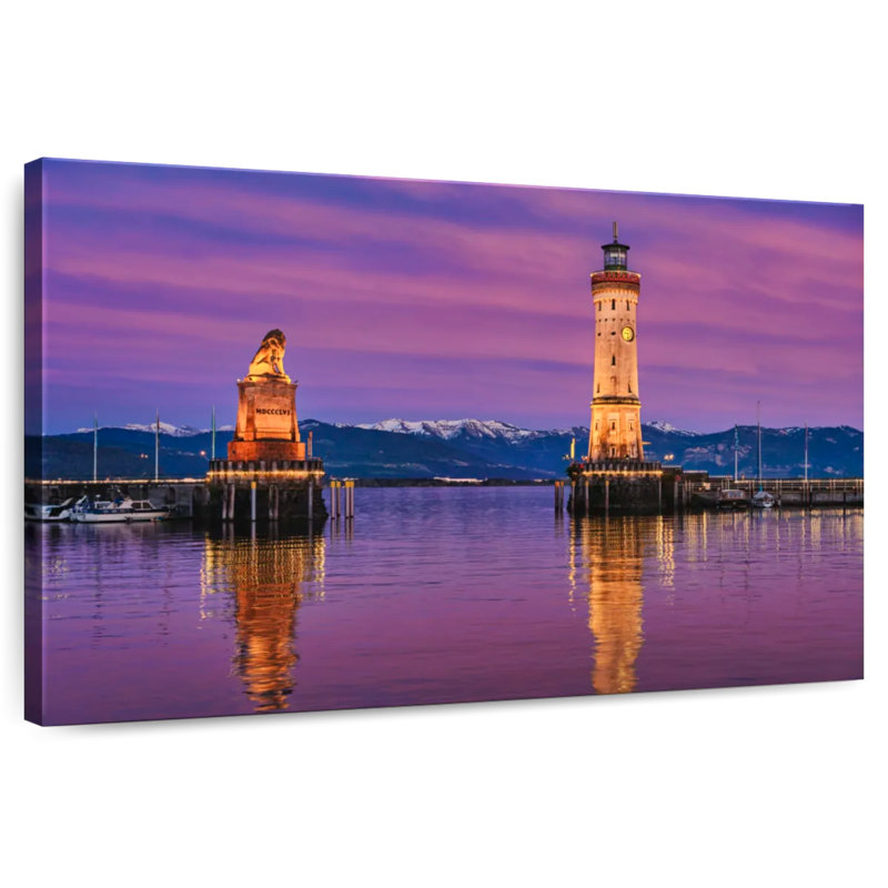 Lion bavarois et phare de Lindau, H 34 po x l 51 po