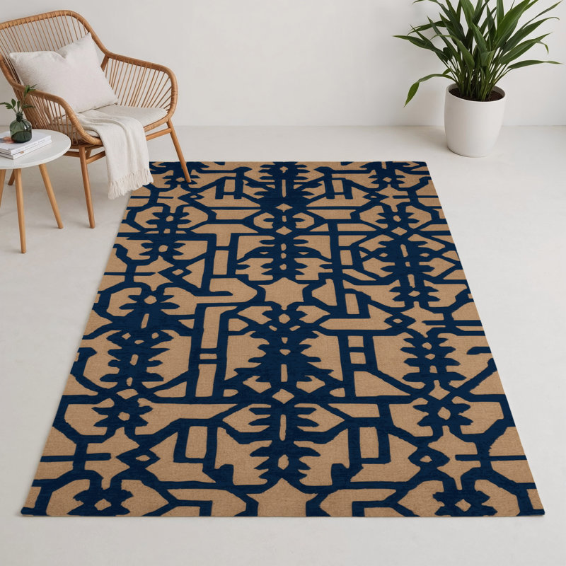Tapis bleu intérieur et extérieur Trellis, Rectangle 5 pi x 7 pi