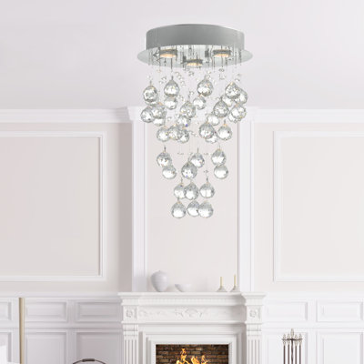 Plafonnier encastré 3 lumières avec finition chromée