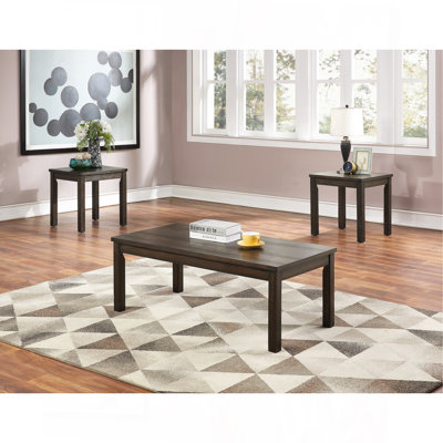 Walnut / Brown Color Elegant 3Pc Coffee Table Set 1X Coffee Table And 2X End Tables Living Room Furniture