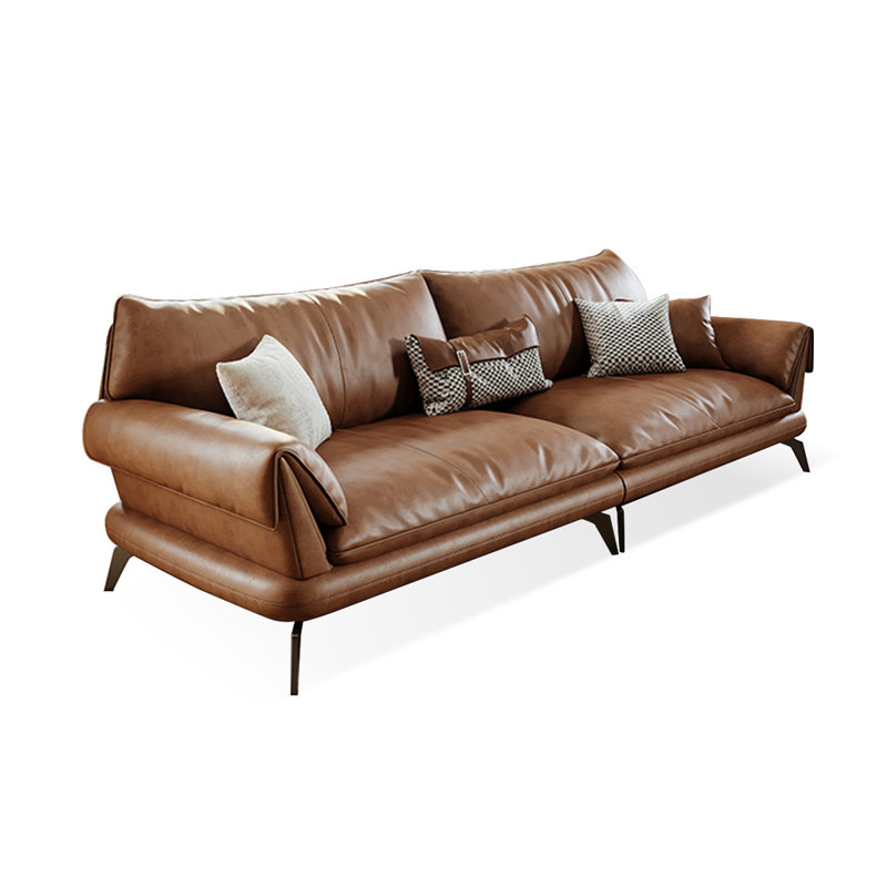 Canapé modulaire brun en cuir véritable, H 33,86 po x l 110,24 po x P 38,58 po, 4