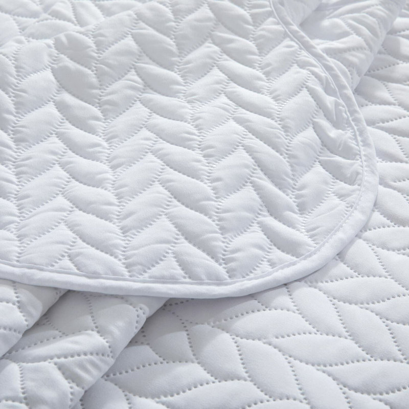 Microfiber Embossed Bedspread Set, White, Queen Bedspread + 2 Standard Shams