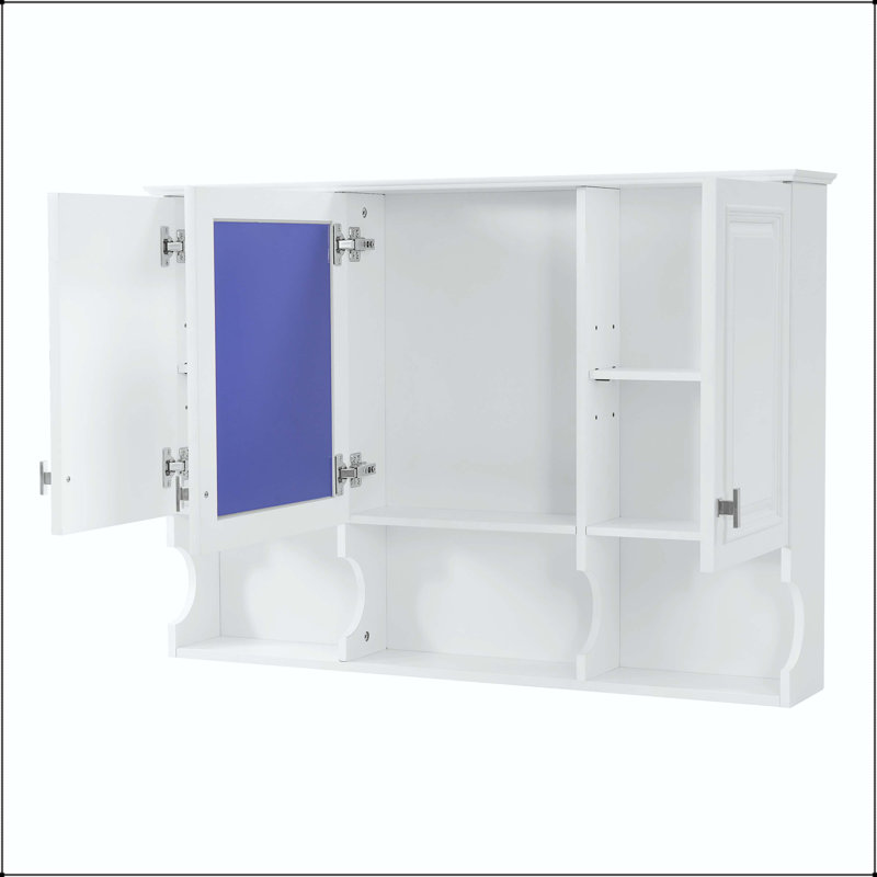 Pharmacie murale 41 pouces avec tablettes ouvertes et tablette réglable - blanc