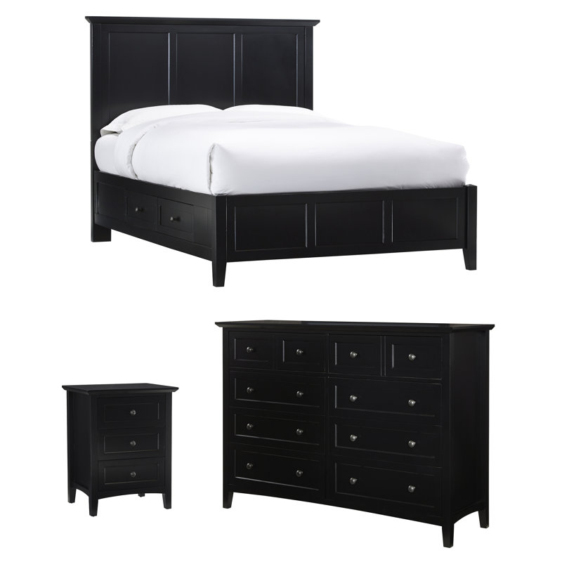Ensemble de chambre configurable avec lit plateforme en bois massif Liesl