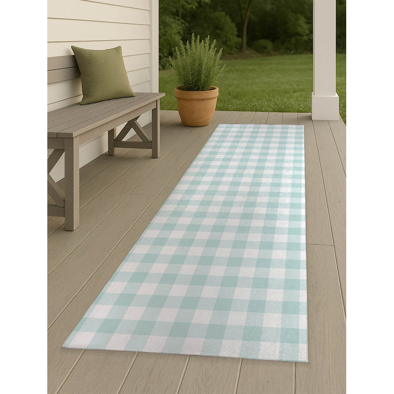 Tapis d'extérieur antidérapant Proper Gingham, Tapis de couloir 2 pi 6 po x 8 pi