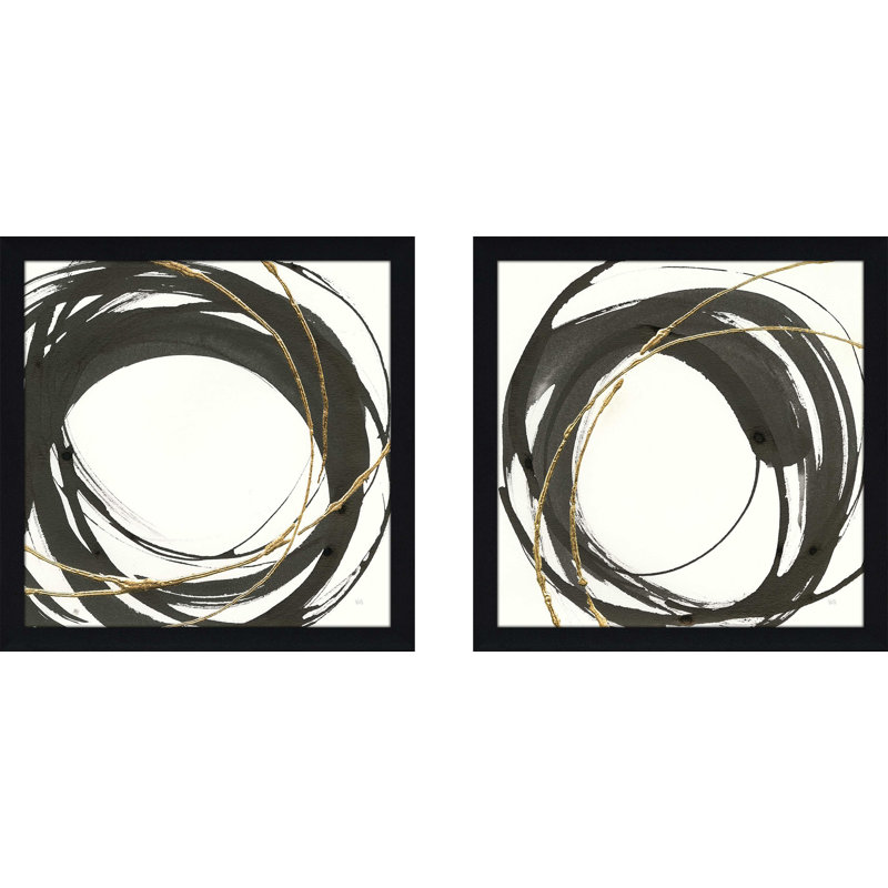 " Gilded Enso III " 2 - Pieces, 16.5" H x 33" W, No Mat