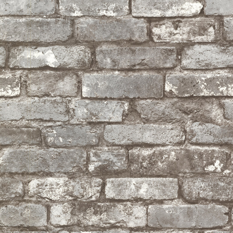 Brick Metal 10m x 52cm Wallpaper Roll, Charcoal