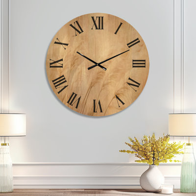 Très grande horloge murale en bois imprimé bohème - douce brise pampa