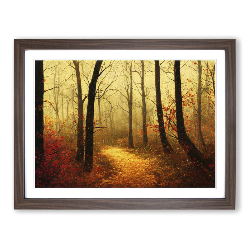 Magnificent Autumn Forest - Framed Print, 34cm H x 46cm W x 2cm D, Walnut