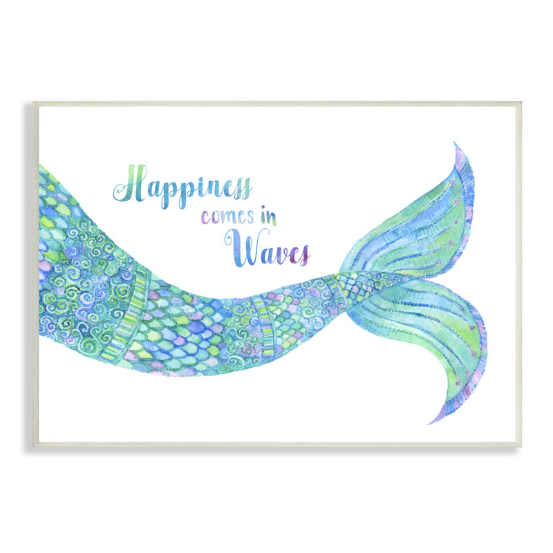 «Happiness Comes In Waves», art de la plaque murale sur le sentiment de la sirène, H 13 po x l 19 po x P 0,5 po