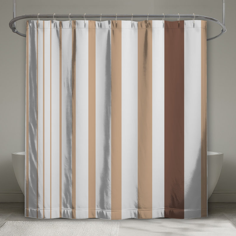 Rideaux de douche à rayures beige et brun très longs, L 70 po x H 84 po