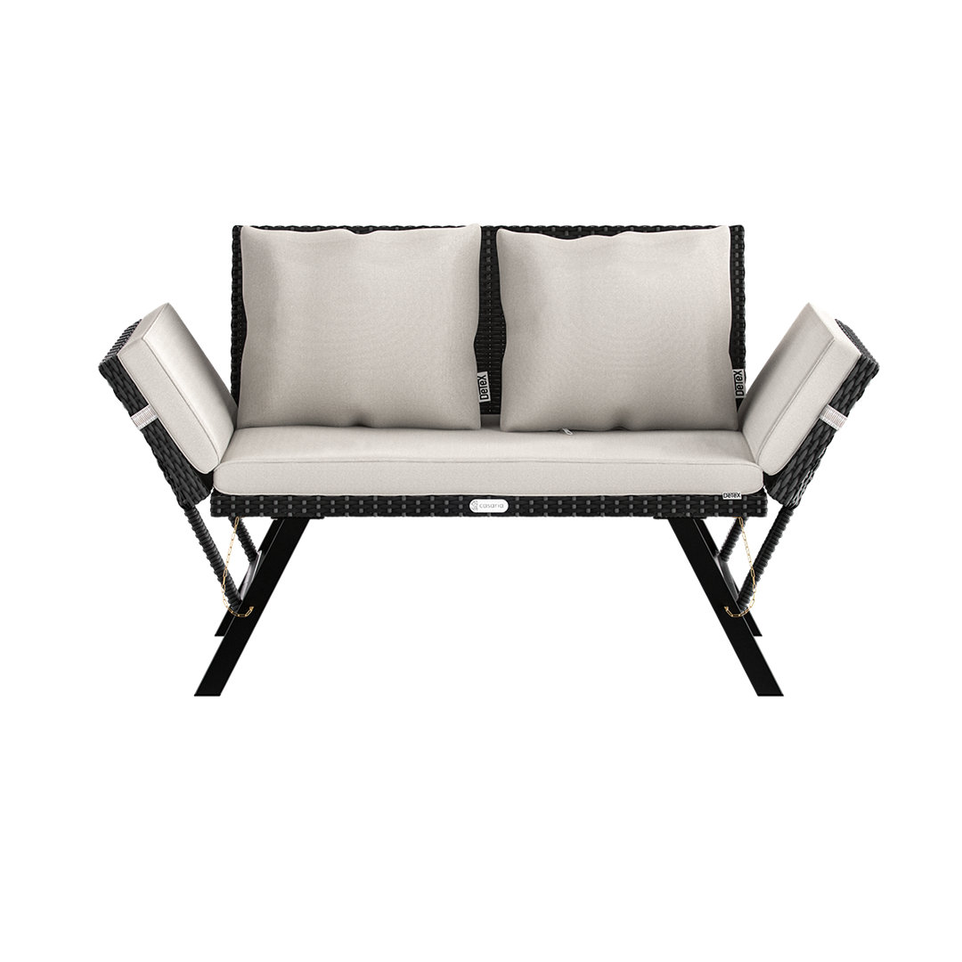 Polyrattan Gartenbank Mit Auflagen 176X56x81cm Schwarz