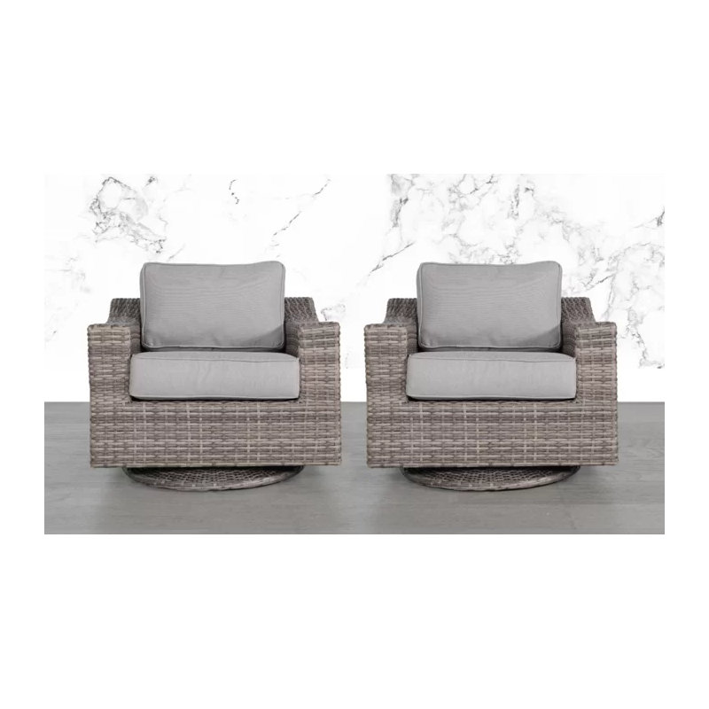 Holub Patio Swivel Wicker Lounge Chairs with Cushions