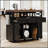 46.5'' Farmhouse Kitchen Island With Drape Of Beads, Power Outlet, And Rolling Cart On Wheels, Ideal For Rustic And Modern Kitchens