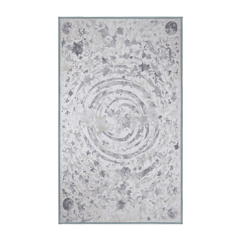 Machine Washable Blue Area Rug, Rectangle 8' x 12'