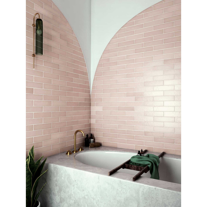 Makoto 2.5" x 10" Ceramic Tile, Momoiro Blush