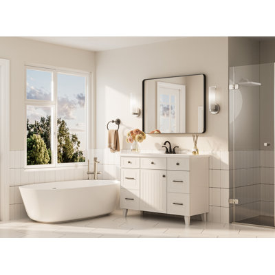 Bathroom Mirror with 1.2" Thick Aluminum Alloy Frame,Wall Mirror with Tempered Glass,Accent Mirror for Entryway,Dining Room,Bedroom