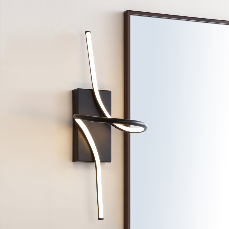 Colello Sketch Minimalist Metal Integrated LED Vanity Light Sconce, Black