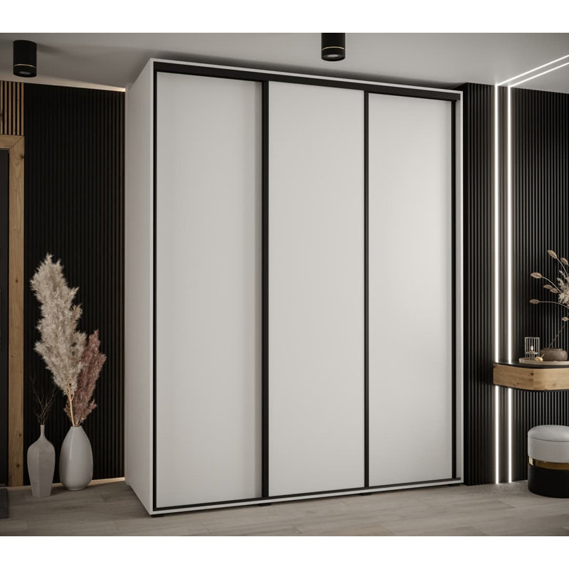 Aylamae 3 Door Manufactured Wood Wardrobe, White